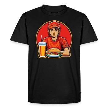 The Fast Food Boy : C’est l’heure des hamburgers - T-shirt Premium bio Homme - noir - Devant - Nico (187cm)