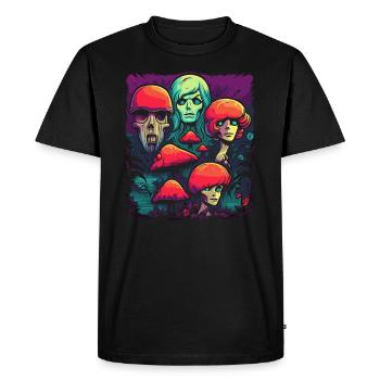 Un champignon coloré - Mushroom Guys Story - T-shirt Premium bio Homme - noir - Devant - Nico (187cm)