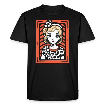 La charmante fille de robe à pois d’anime - T-shirt Premium bio Homme - noir - Devant - Nico (187cm)