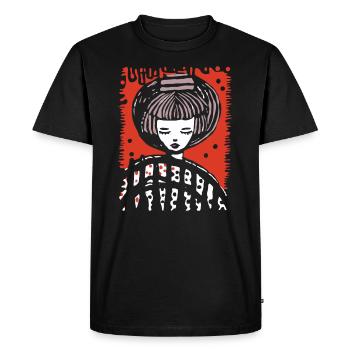 Symbiose entre le dessin animé d’art et le manga - T-shirt Premium bio Homme - noir - Devant - Nico (187cm)
