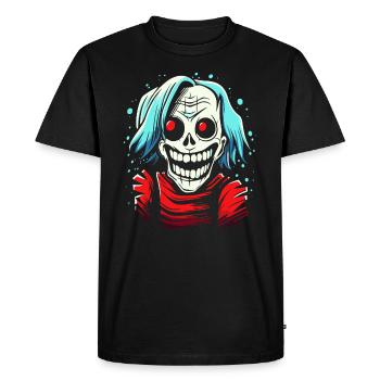 A funny, crazy skeleton zombie clown - Men's Premium Organic T-Shirt - black - Front - Nico (187cm)