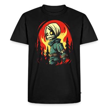 Anime Firefighter Zombie Girl - Men's Premium Organic T-Shirt - black - Front - Nico (187cm)