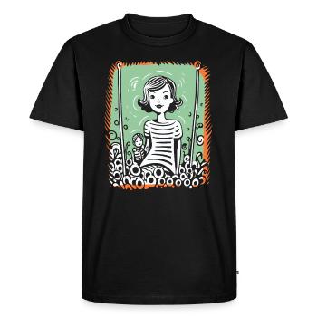 Gribouillage artistique : mère et enfant - T-shirt Premium bio Homme - noir - Devant - Nico (187cm)