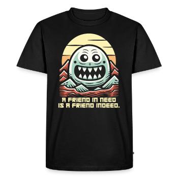 Un ami dans le besoin est un véritable ami - T-shirt Premium bio Homme - noir - Devant - Nico (187cm)