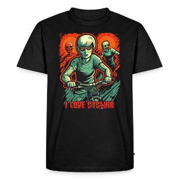 zombie cycliste mort-vivant : j’aime le cyclisme - T-shirt Premium bio Homme - noir - Devant - Nico (187cm)