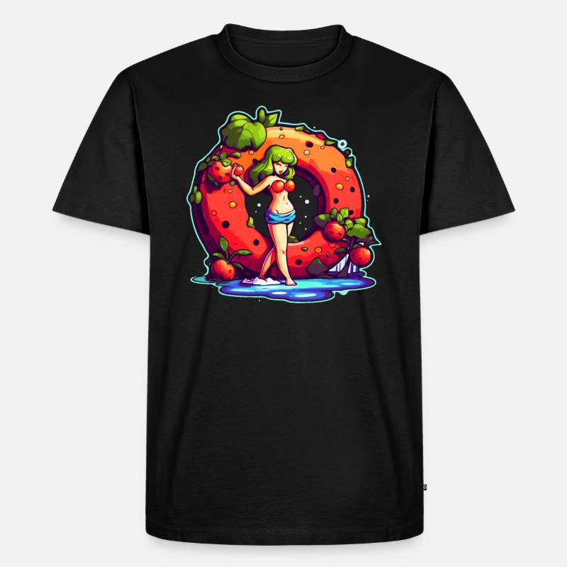 Fruchtiger Saftiger Donut - Männer Premium Bio T-Shirt - Schwarz