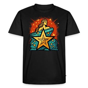 Göttin der Gerechtigkeit Sterne: Ikonische Frau - Männer Premium Bio T-Shirt - Schwarz - Vorne - Nico (187cm)