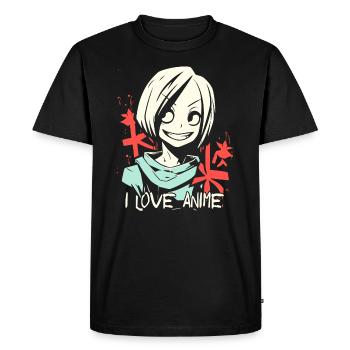 J’adore les anime et les filles cool - T-shirt Premium bio Homme - noir - Devant - Nico (187cm)