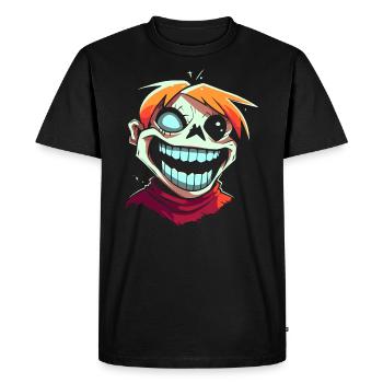 Cartoon Anime Style Funny Crazy Zombie Ghoul - Men's Premium Organic T-Shirt - black - Front - Nico (187cm)