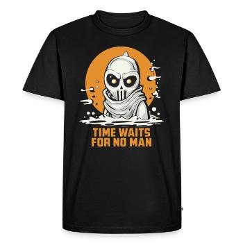 Time waits for no one, a ghost - Men's Premium Organic T-Shirt - black - Front - Nico (187cm)