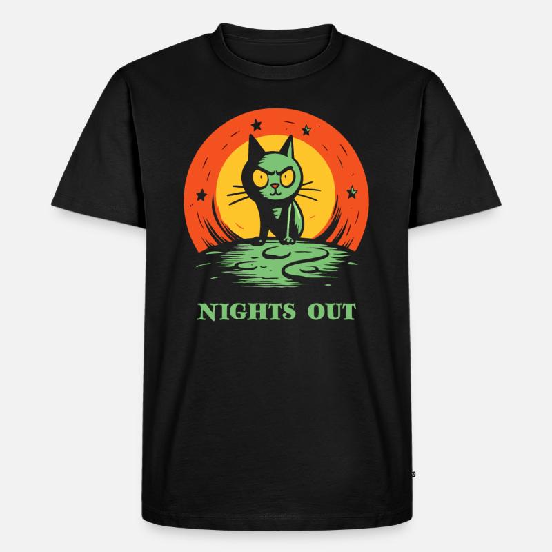 Nachts draußen, eine Katze - Männer Premium Bio T-Shirt - Schwarz