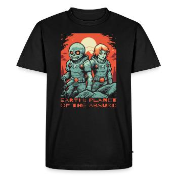 La Terre, planète de l’absurde - T-shirt Premium bio Homme - noir - Devant - Nico (187cm)