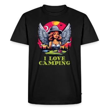 I love camping with nice girls - Men's Premium Organic T-Shirt - black - Front - Nico (187cm)
