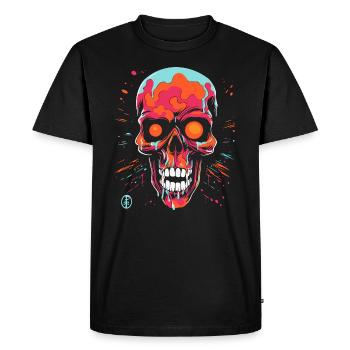 Des éclaboussures de peinture dégoulinantes et un crâne - T-shirt Premium bio Homme - noir - Devant - Nico (187cm)