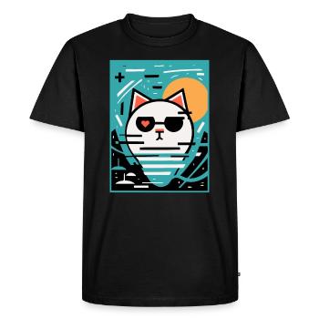 Art artiste chat avec coeur - T-shirt Premium bio Homme - noir - Devant - Nico (187cm)