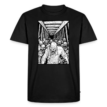 Le tunnel de la horde de zombies de l’horreur - T-shirt Premium bio Homme - noir - Devant - Nico (187cm)