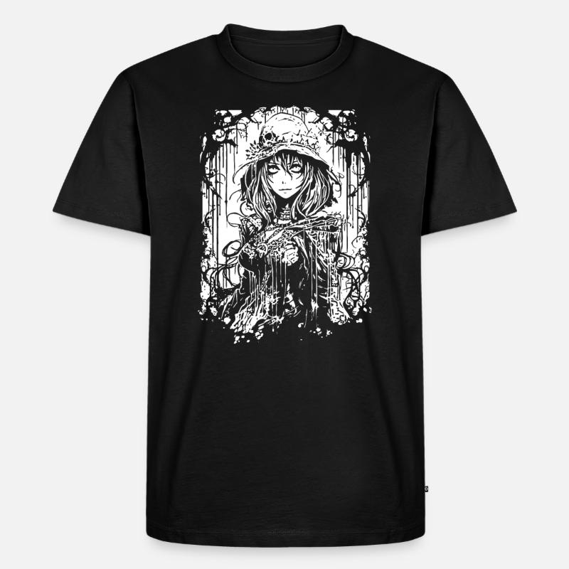 Gothic Anime Mädchen - Männer Premium Bio T-Shirt - Schwarz