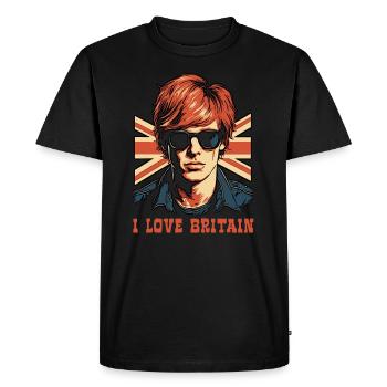 I love Britain - Men's Premium Organic T-Shirt - black - Front - Nico (187cm)