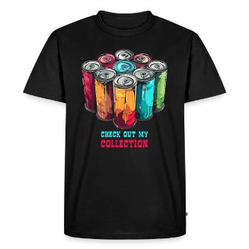 Energy Collection of Soda Cans Caffeine Drinks - Men's Premium Organic T-Shirt - black - Front - Nico (187cm)