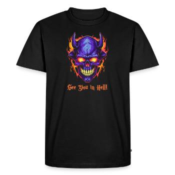 A bientôt en enfer : flammes et démons - T-shirt Premium bio Homme - noir - Devant - Nico (187cm)