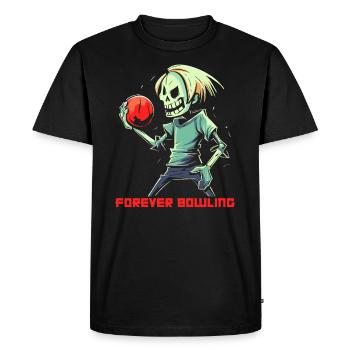 Funny Zombie Bowler, Bowling Forever - Men's Premium Organic T-Shirt - black - Front - Nico (187cm)