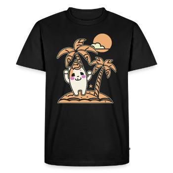 Heureux sur une île déserte - T-shirt Premium bio Homme - noir - Devant - Nico (187cm)