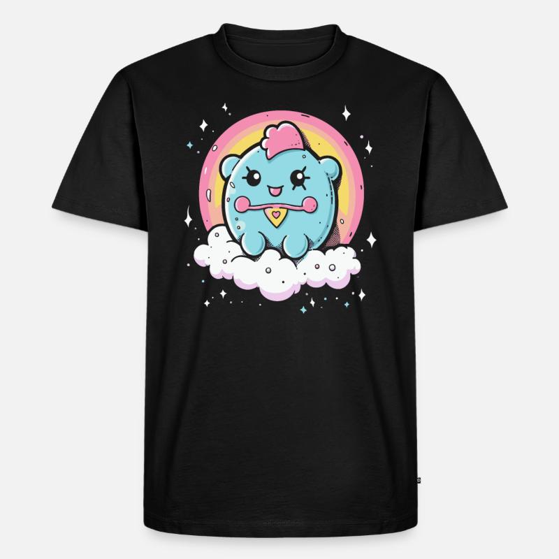 Niedliches Ding mit Regenbogen - Männer Premium Bio T-Shirt - Schwarz