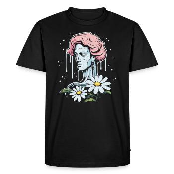 Flower Power Brother: David of Florence with flowers - Men's Premium Organic T-Shirt - black - Front - Nico (187cm)