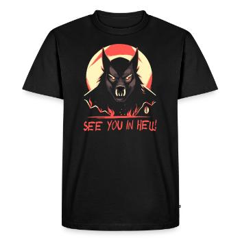 Cartoon Hellhound, See You in Hell - Men's Premium Organic T-Shirt - black - Front - Nico (187cm)