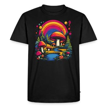 Champignons naturels arc-en-ciel dans la forêt du pays des merveilles des champignons - T-shirt Premium bio Homme - noir - Devant - Nico (187cm)