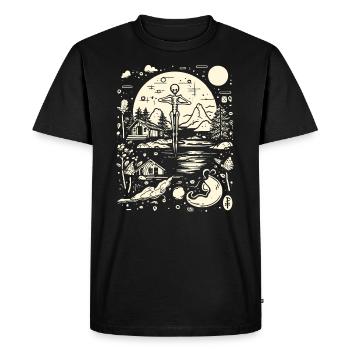 Skeleton-Nature-Abstract-Crazy Drawing - Men's Premium Organic T-Shirt - black - Front - Nico (187cm)