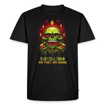 Horror Burger Skull: Eat Fast, Die Young - Men's Premium Organic T-Shirt - black - Front - Nico (187cm)