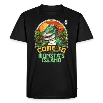 Venez voir Iguana Rex Monsta Island Monster - T-shirt Premium bio Homme - noir - Devant - Nico (187cm)