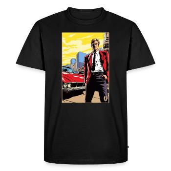 Popart Cartoon Dream Spouse Mr. Handsome Man - Men's Premium Organic T-Shirt - black - Front - Nico (187cm)