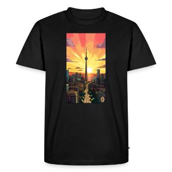 Cartoon City: The Great Tower on the Beach - Men's Premium Organic T-Shirt - black - Front - Nico (187cm)
