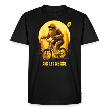 Laisse-moi conduire, Bigfoot camouflé en faisant du vélo - T-shirt Premium bio Homme - noir - Devant - Nico (187cm)