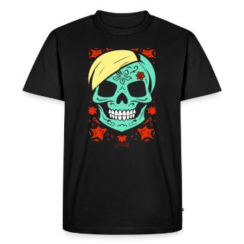 Flower skull is so cute, zombie skull - Men's Premium Organic T-Shirt - black - Front - Nico (187cm)