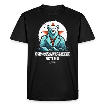 Polar bear election candidate for a better world - Men's Premium Organic T-Shirt - black - Front - Nico (187cm)