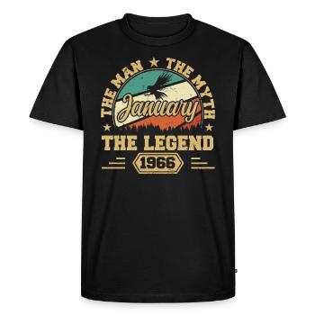 Les Legends sont nés en janvier 1966 - T-shirt Premium bio Homme - noir - Devant - Nico (187cm)
