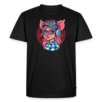 Mignon Adorable Anime Cochon Fille - T-shirt Premium bio Homme - noir - Devant - Nico (187cm)
