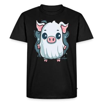 Le petit cochon fantôme - T-shirt Premium bio Homme - noir - Devant - Nico (187cm)