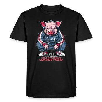 Espion de l’Ouest ou camarade, cochon gopnik slave - T-shirt Premium bio Homme - noir - Devant - Nico (187cm)
