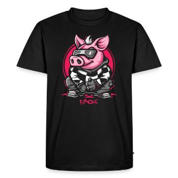 Cool Winter Ski Snowboard Cochon - T-shirt Premium bio Homme - noir - Devant - Nico (187cm)