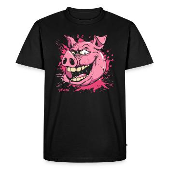Un cochon vraiment méchant - T-shirt Premium bio Homme - noir - Devant - Nico (187cm)