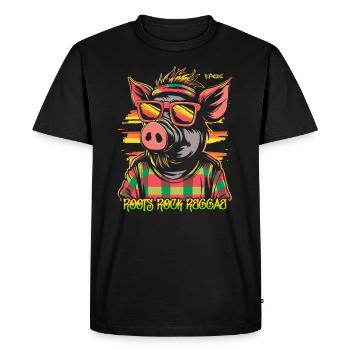 ROOTS ROCK REGGAE Cool Pig - Men's Premium Organic T-Shirt - black - Front - Nico (187cm)
