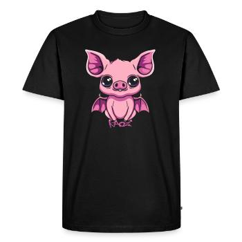 Cute Bat Pig Gargoyle - Men's Premium Organic T-Shirt - black - Front - Nico (187cm)