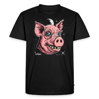 Le bon vieil ami : le cochon de l’espace - T-shirt Premium bio Homme - noir - Devant - Nico (187cm)