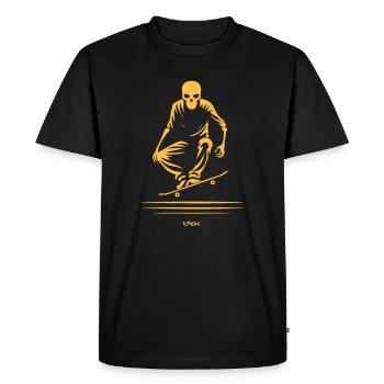 Skeleton Skull Skateboard - Men's Premium Organic T-Shirt - black - Front - Nico (187cm)