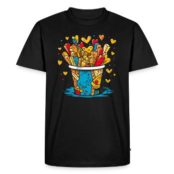Seau rempli de cœurs et de bonbons - T-shirt Premium bio Homme - noir - Devant - Nico (187cm)