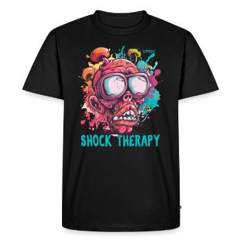Shock Therapy Crazy Guy Skull - Men's Premium Organic T-Shirt - black - Front - Nico (187cm)